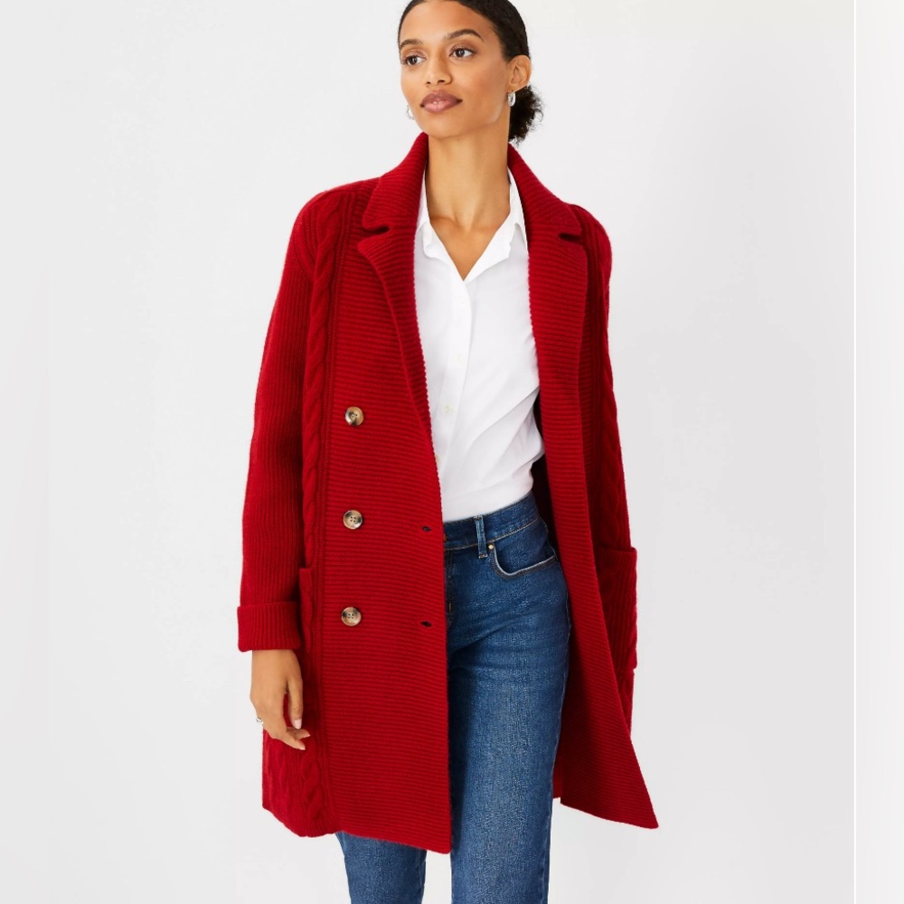 Ann Taylor RED Coat/Cardigan. Never Worn. ♥️